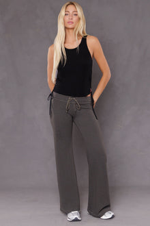 Women | Sherpa Drawstring Flare Sweatpant | Heather/Olive