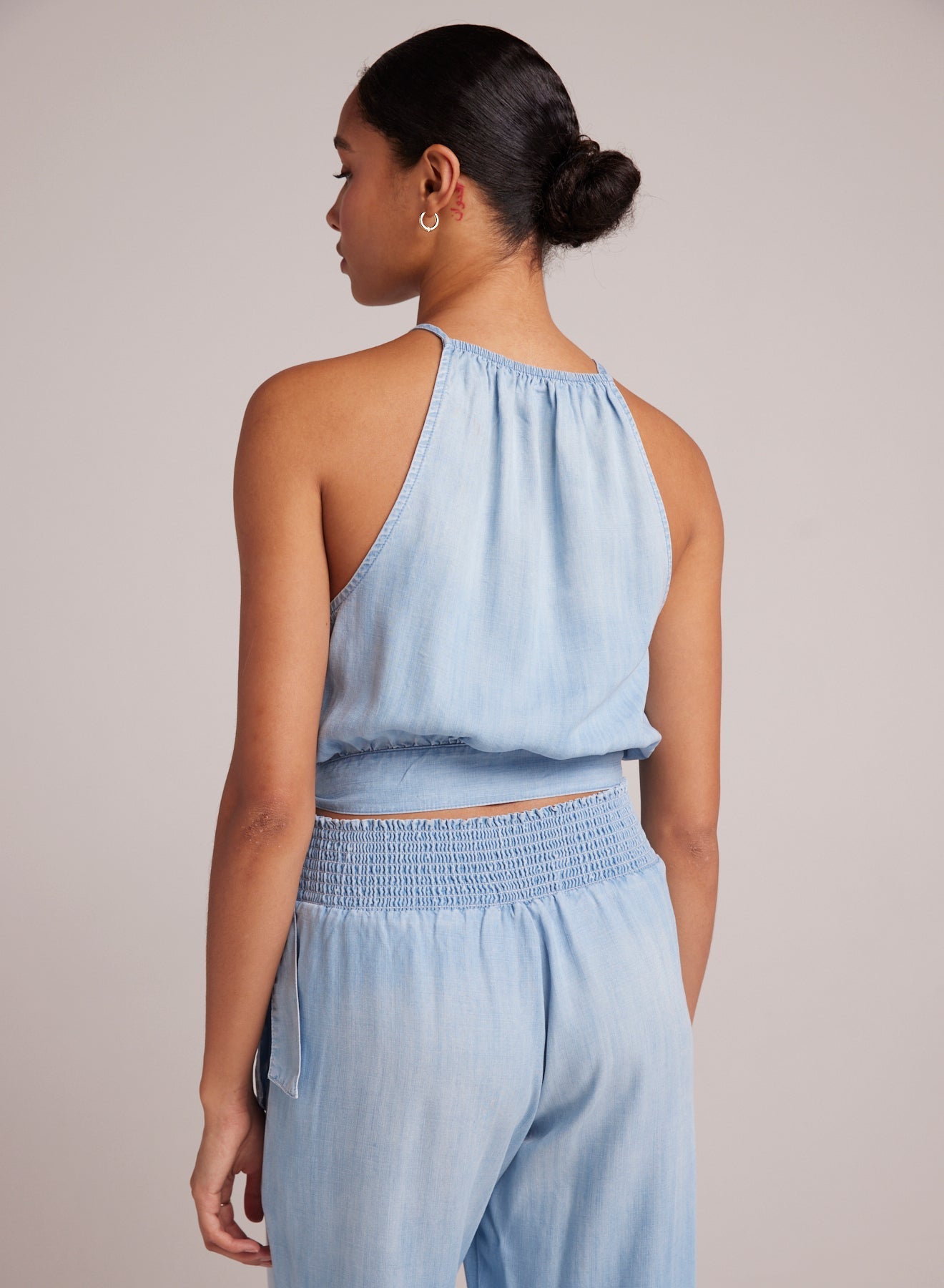 Side Tie Button Halter | Caribbean Wash