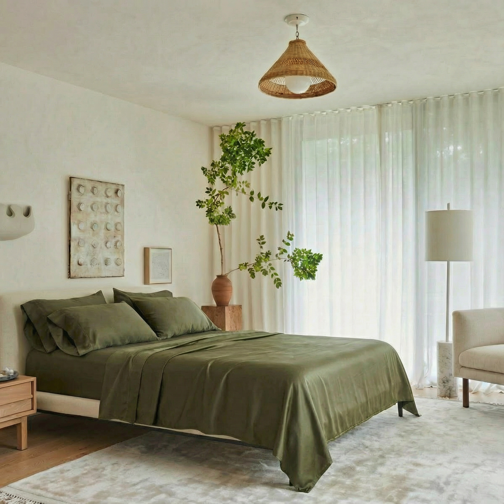 Signature Bamboo Sheet Set, Queen | Moss Green
