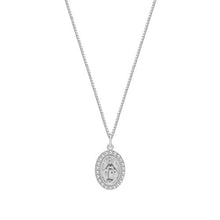 The Oval Mary Pendant Necklace (Pave') | 18KT Gold Vermeil & Sterling Silver