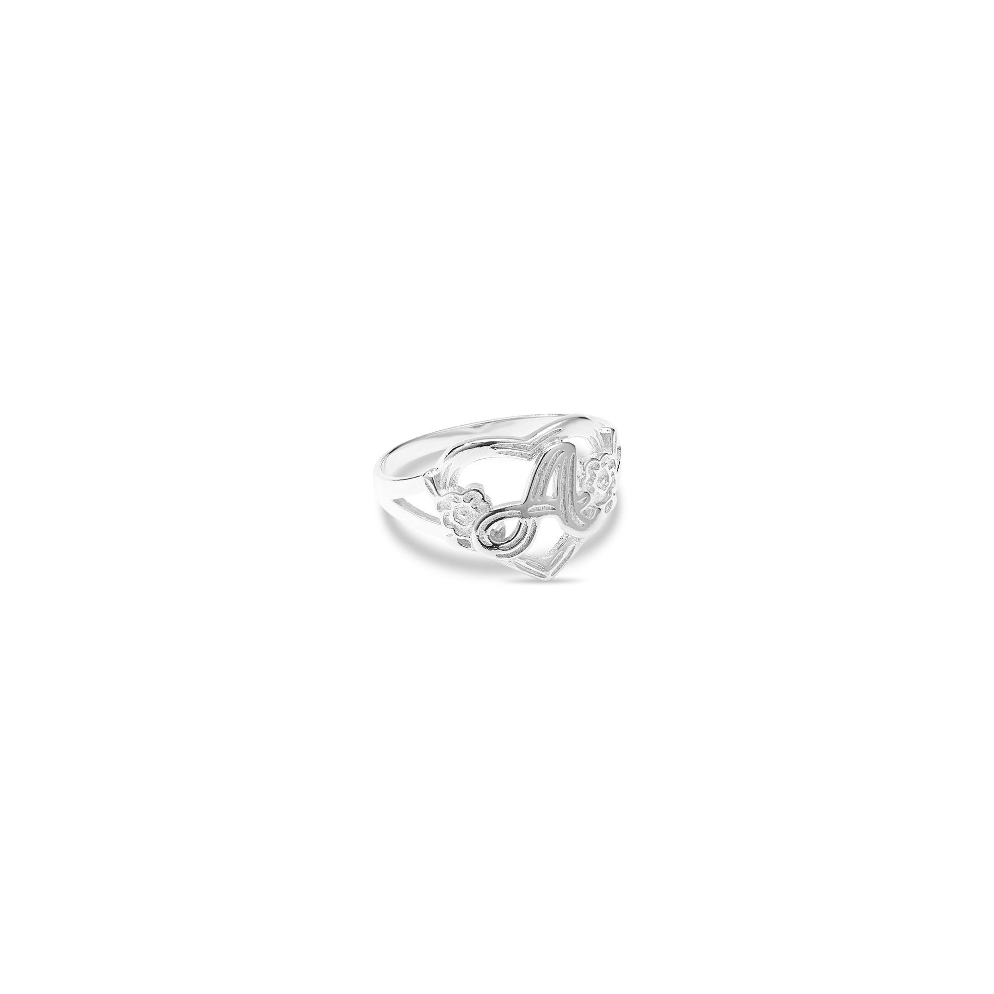 The Cutout Flower Heart Letter Ring | 925 Sterling Silver