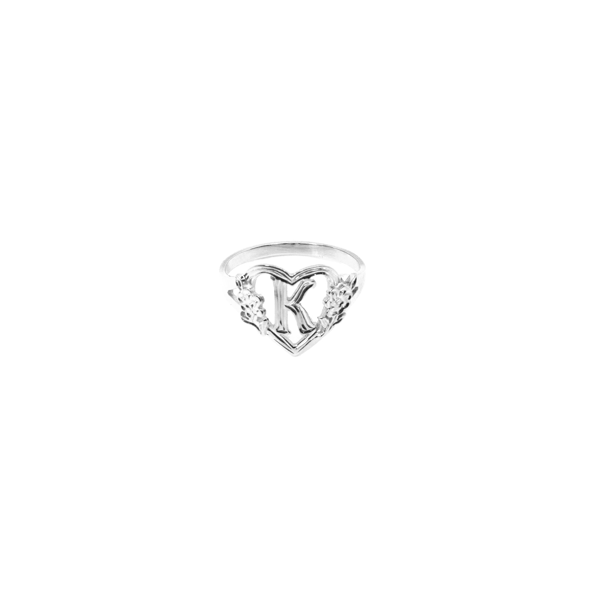 The Cutout Flower Heart Letter Ring | 925 Sterling Silver