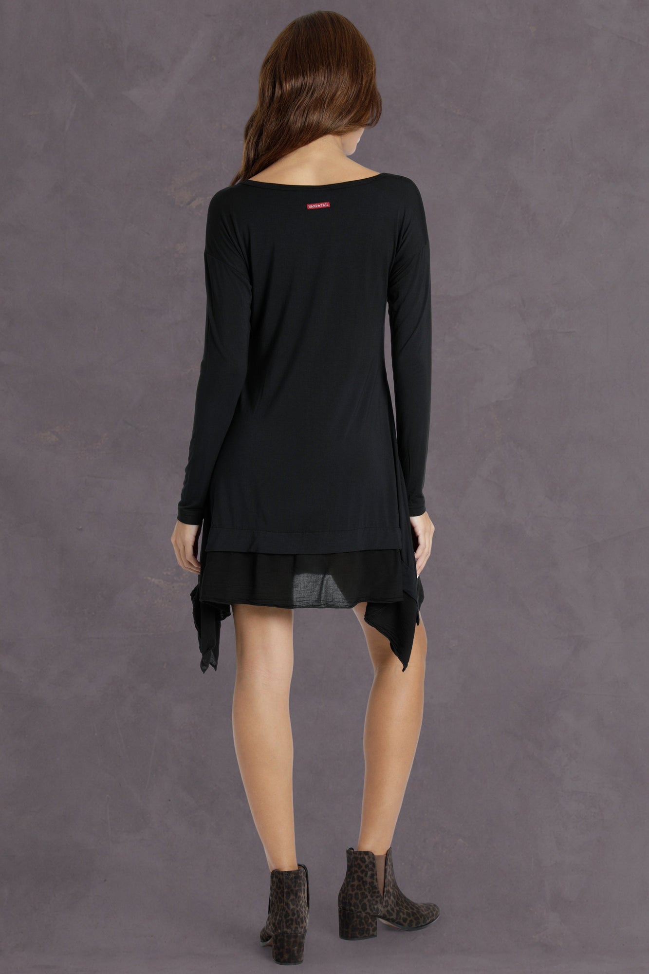 Women | Long Sleeve Handkerchief Hem Dress | Black