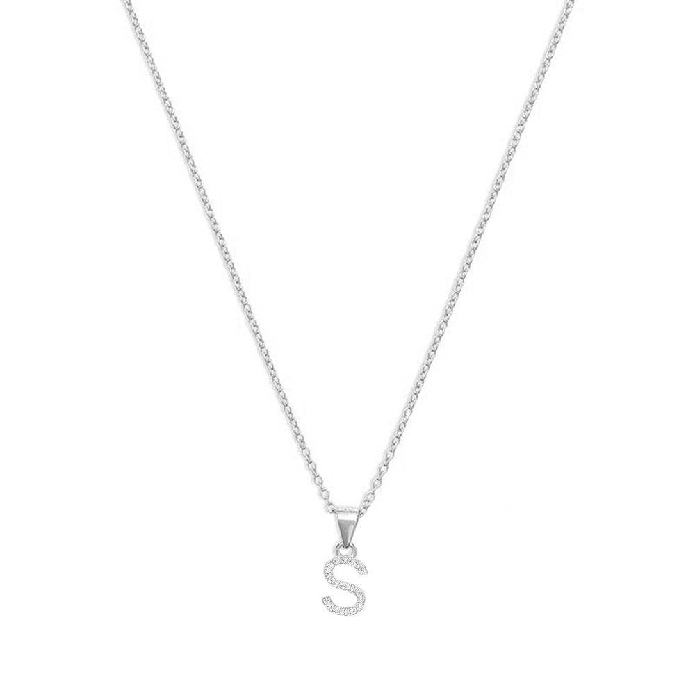 THE PAVE SINGLE BLOCK INITIAL NECKLACE - The M Jewelers