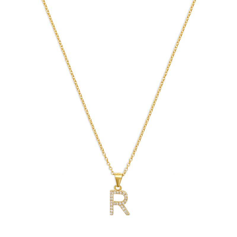 THE PAVE SINGLE BLOCK INITIAL NECKLACE - The M Jewelers