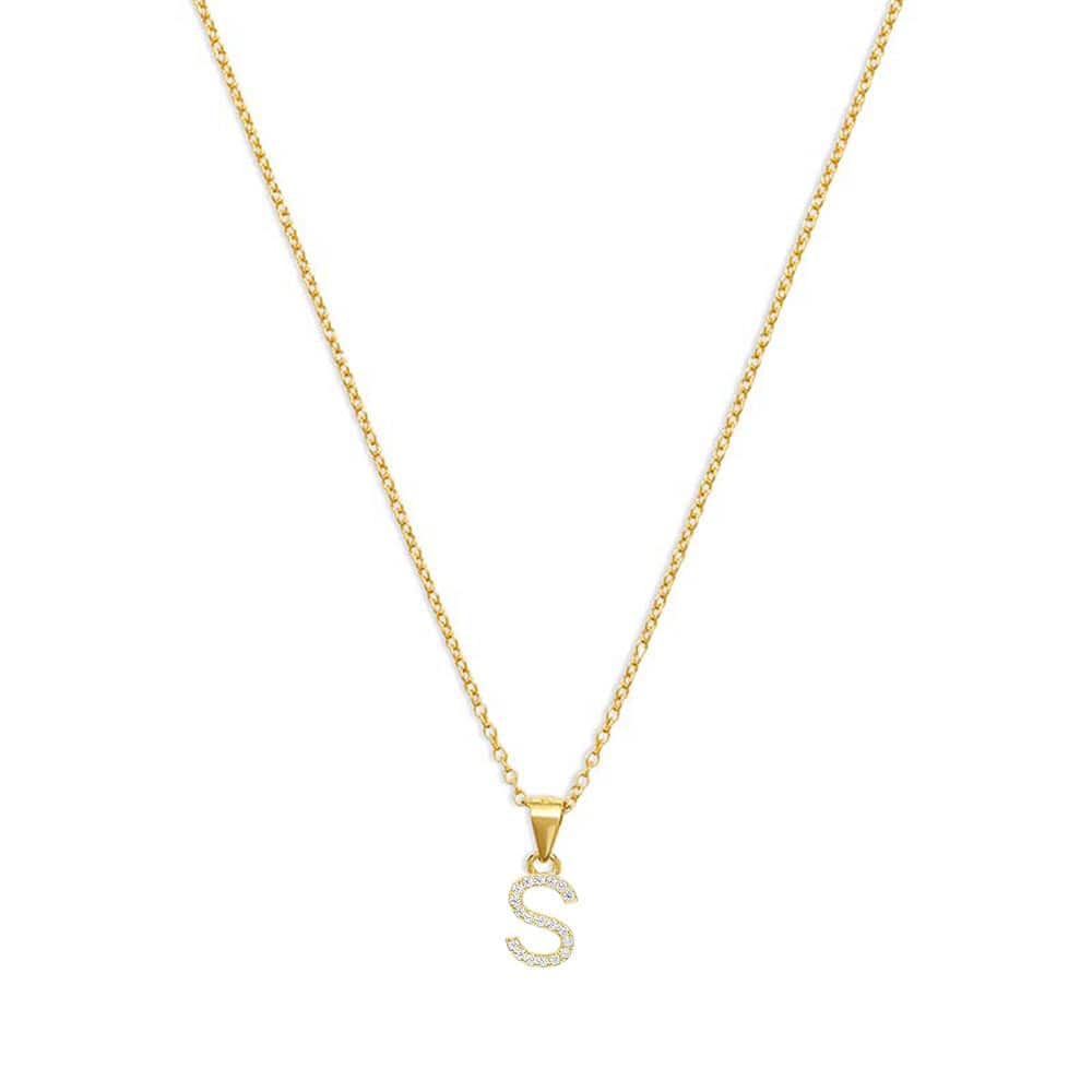 THE PAVE SINGLE BLOCK INITIAL NECKLACE - The M Jewelers