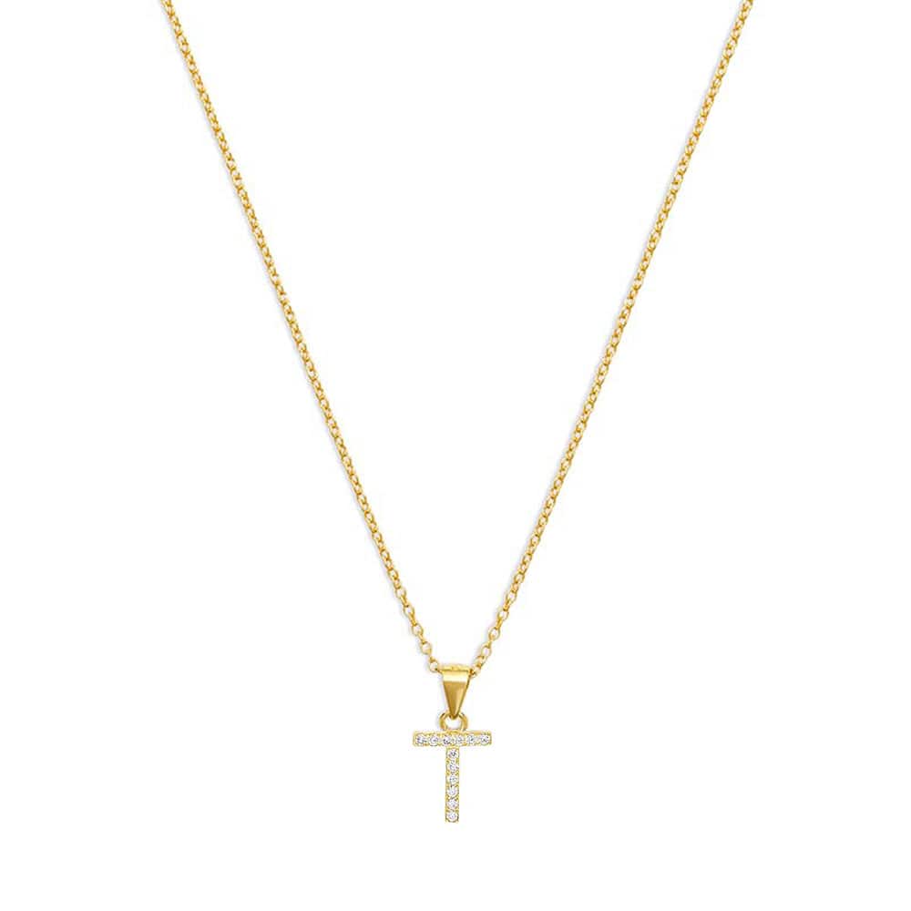 THE PAVE SINGLE BLOCK INITIAL NECKLACE - The M Jewelers