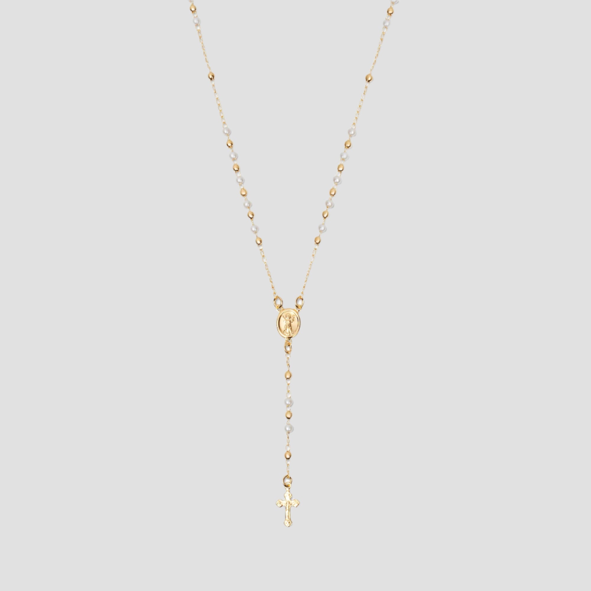 THE PEARL MARY ROSARY CROSS NECKLACE - The M Jewelers