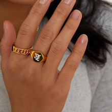 cuban link ring on models hand