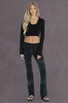 Women | Bell Sleeve Hooded Tie Front Wrap | Black