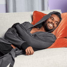 Modal Waffle Spa Robe | Gray/Black