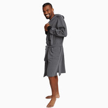 Waffle-Knit Spa Robe | Gray/Black