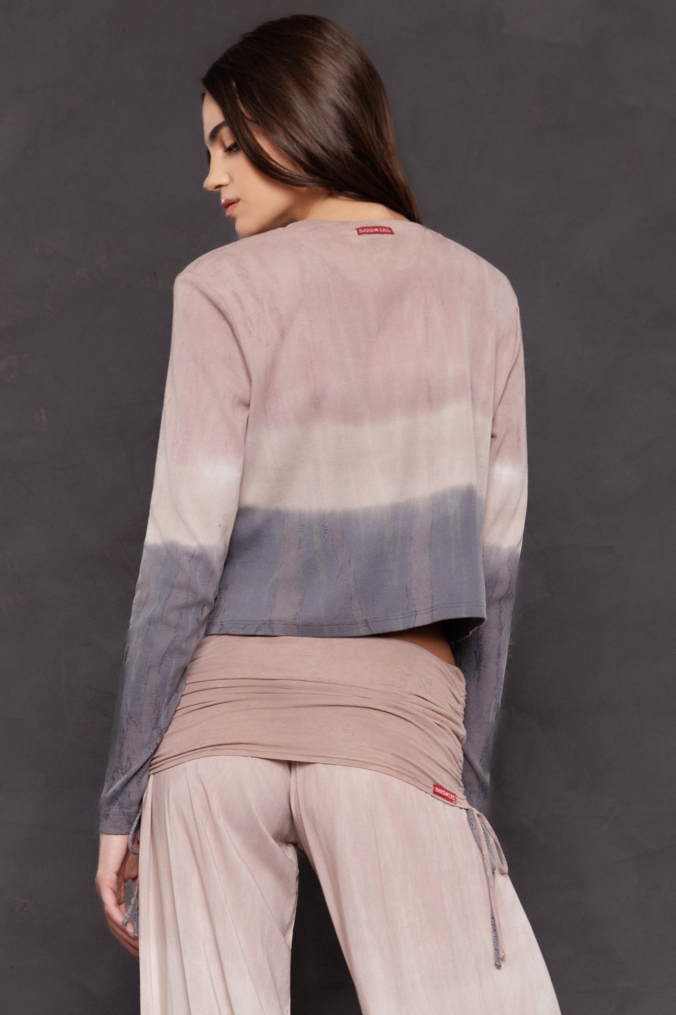 Women | Long Sleeve Crop Tee | Smoke Dip Wash 1