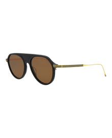 Thom Browne Aviator Acetate Sunglasses | Navy/Brown