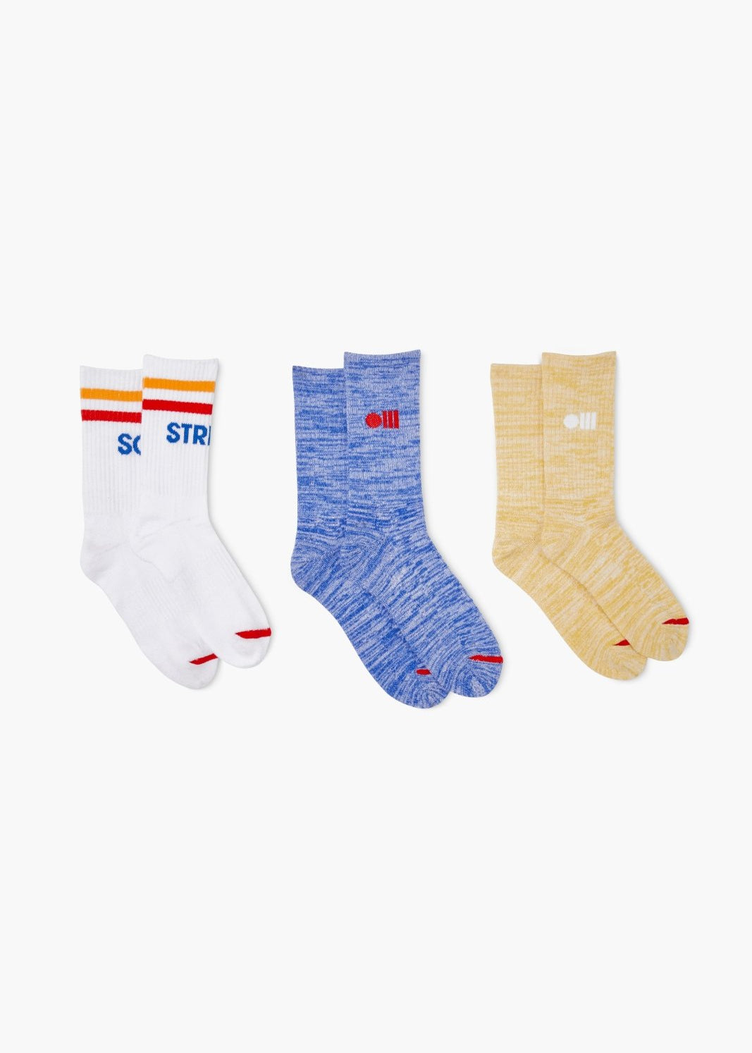 The 3 Pack Crew Socks - Solid & Striped
