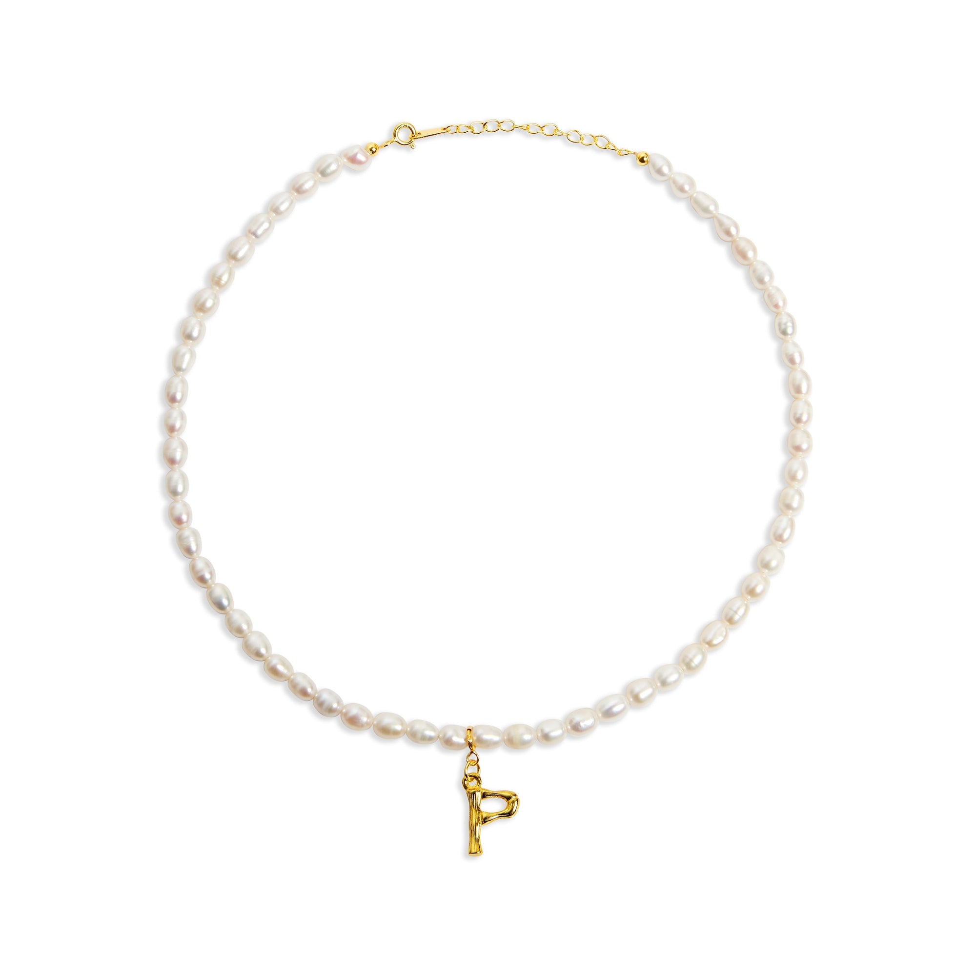 inital letter p pearl necklace