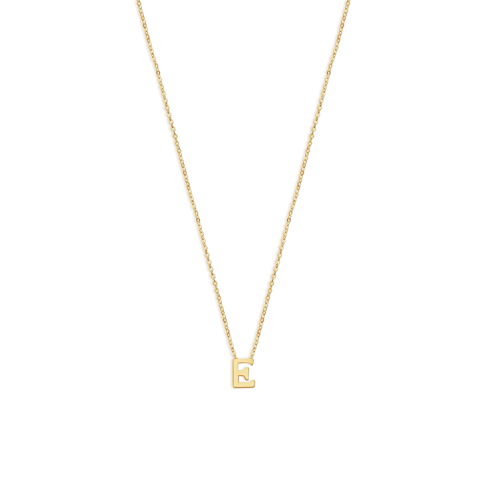 block letter e initial necklace