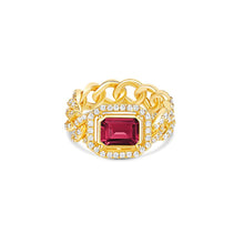 THE HALO COLORED STONE CUBAN LINK CHAIN RING (CHAPTER II BY GREG YÜNA X THE M JEWELERS) - The M Jewelers