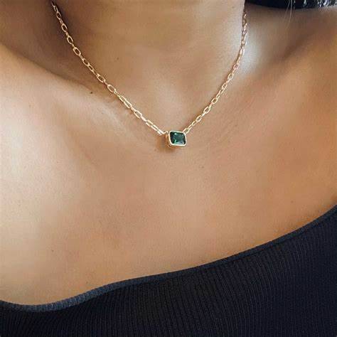 THE GREEN EMERALD REDA LINK NECKLACE - The M Jewelers