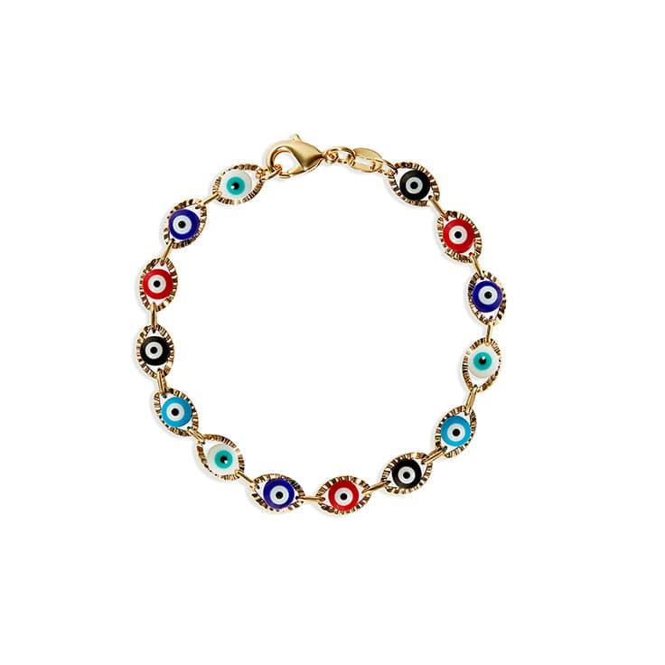 THE MULTI COLOR EVIL EYE LINK BRACELET - The M Jewelers