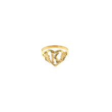 THE CUTOUT FLOWER HEART LETTER RING - The M Jewelers