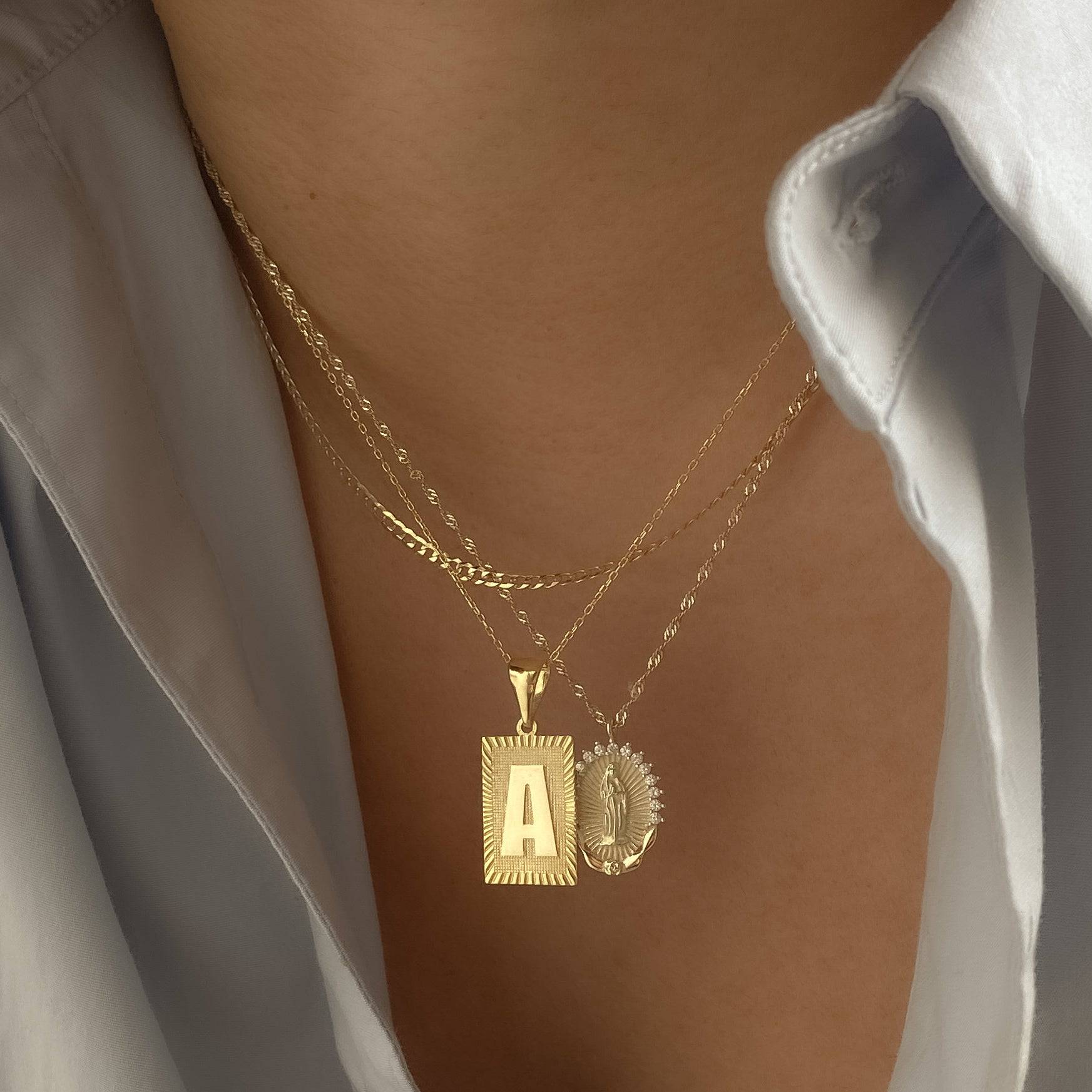THE BLOCK EMBOSSED INITIAL PENDANT NECKLACE - The M Jewelers