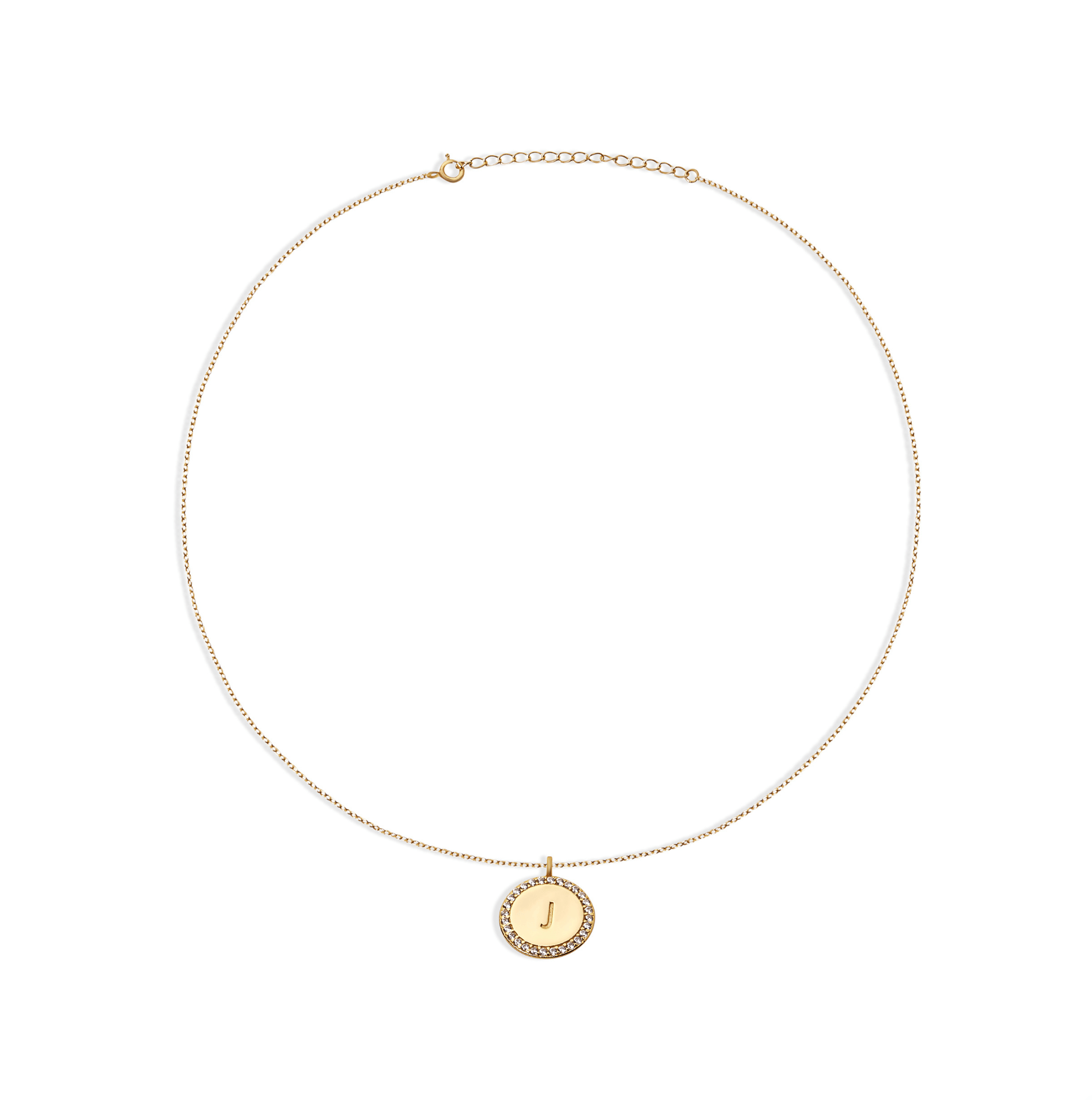 THE BLOCK PAVE' INITIAL DISC NECKLACE - The M Jewelers
