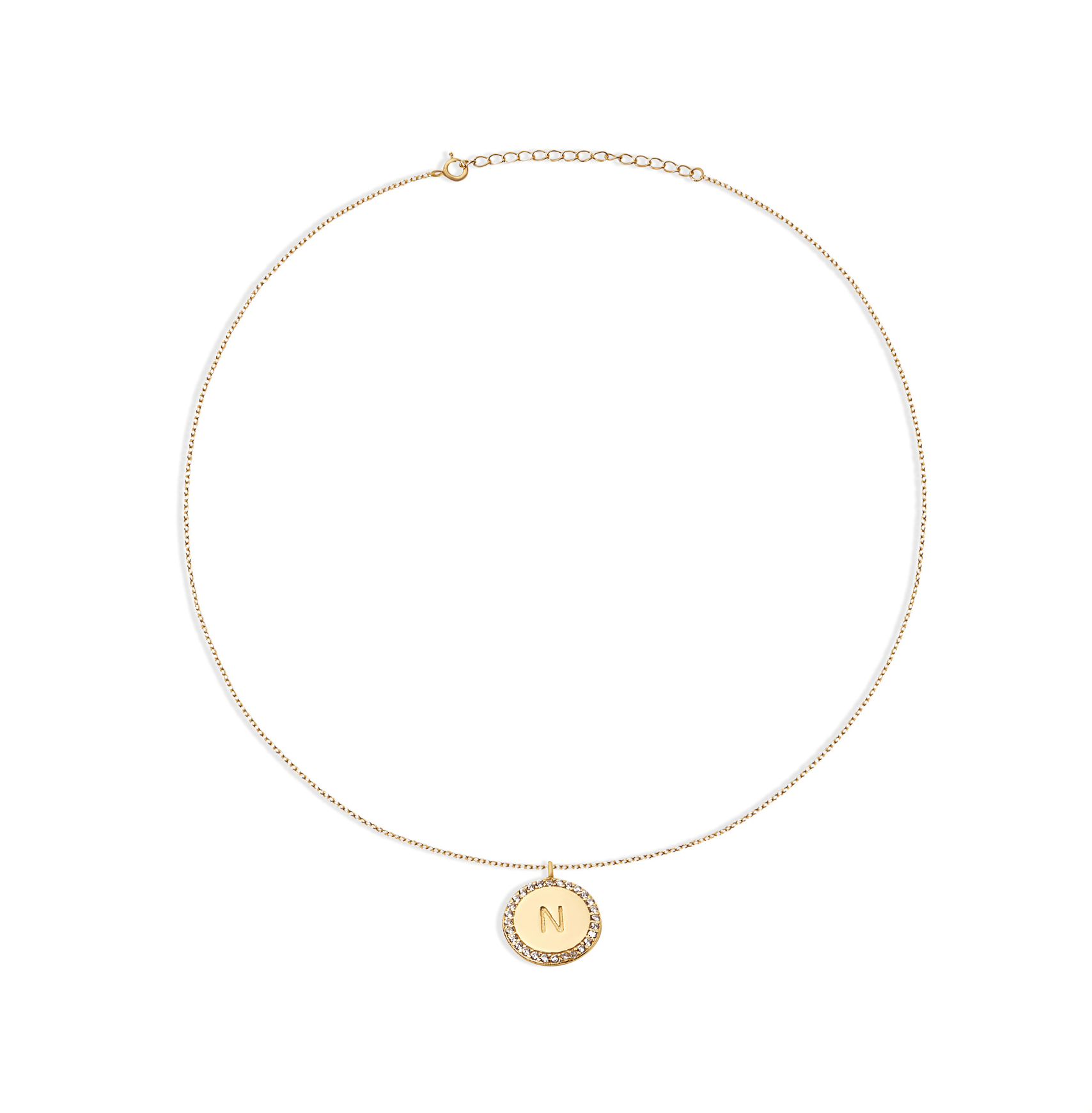 THE BLOCK PAVE' INITIAL DISC NECKLACE - The M Jewelers