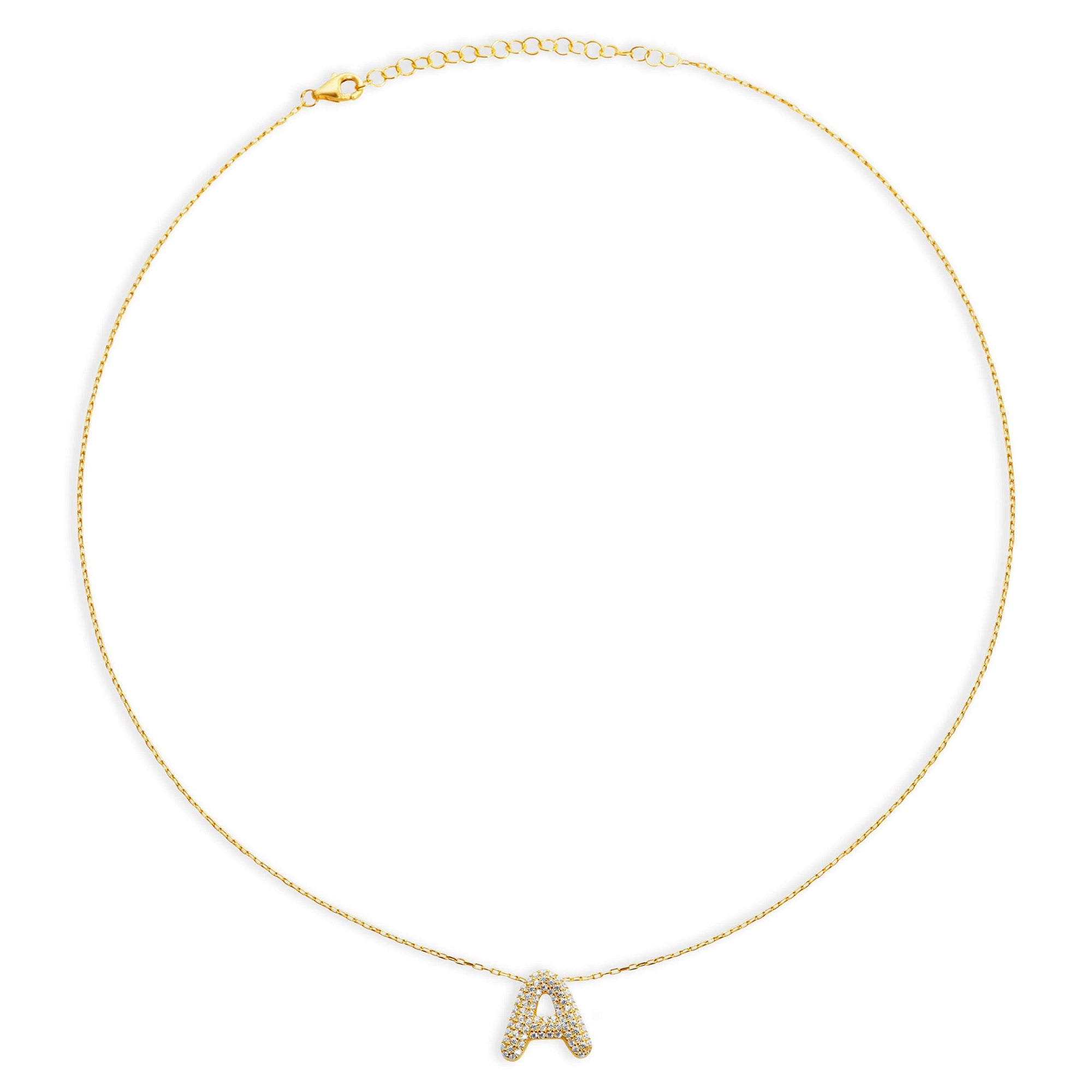 THE PAVE' BUBBLE LETTER PENDANT NECKLACE - The M Jewelers
