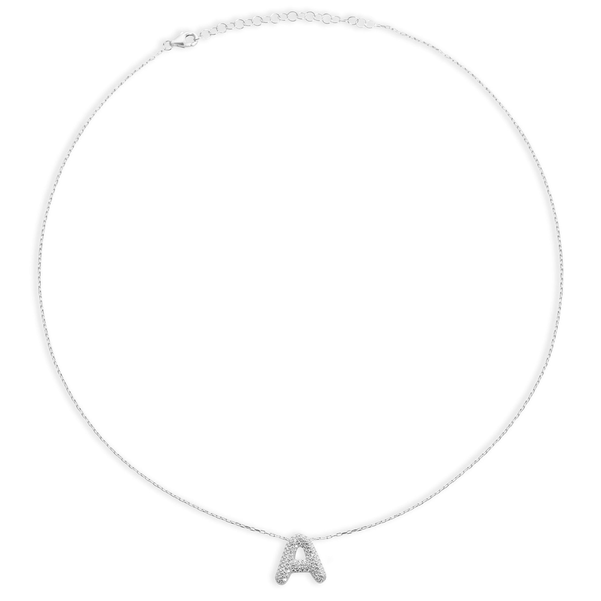 THE PAVE' BUBBLE LETTER PENDANT NECKLACE - The M Jewelers
