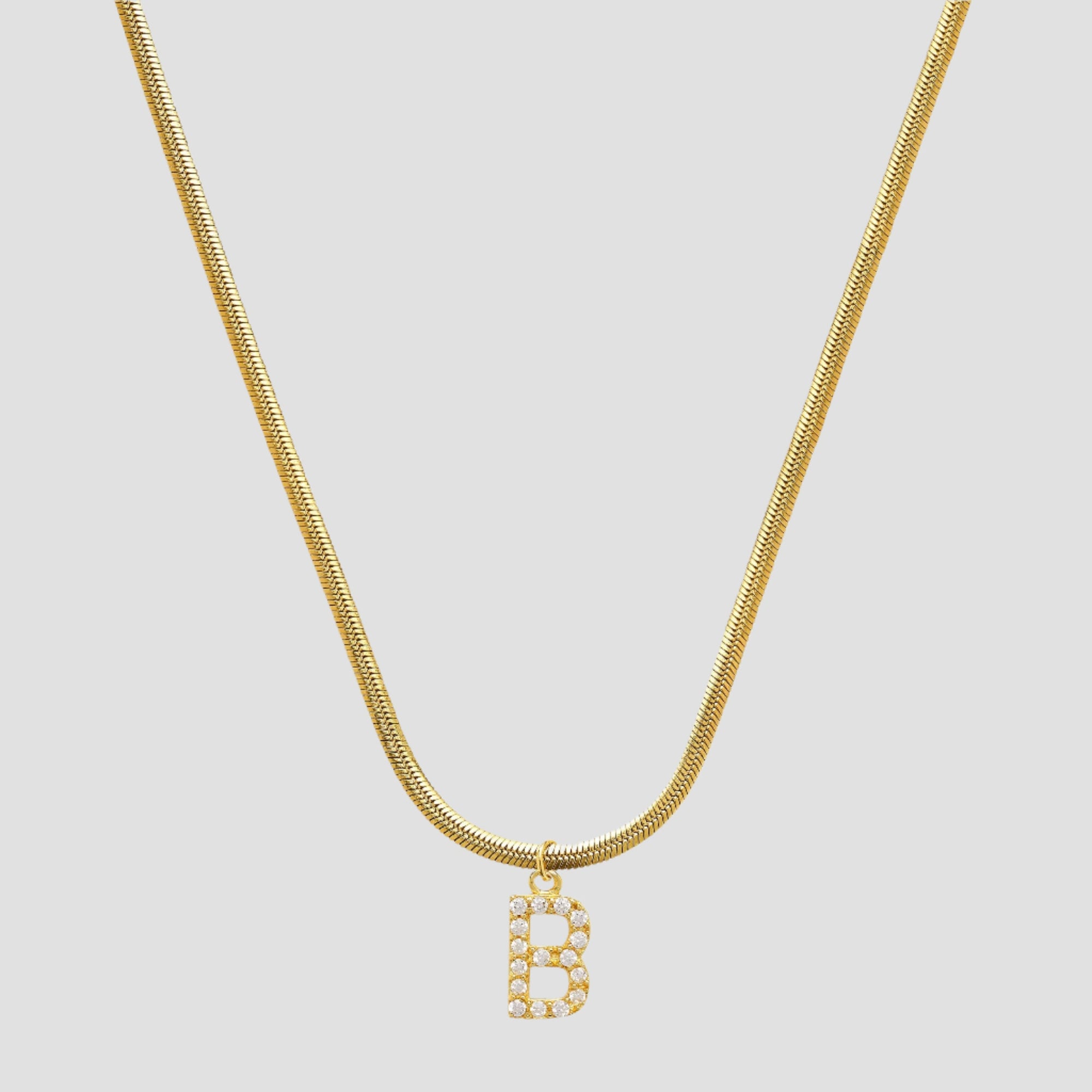 The Large Herringbone Pave Initial Necklace - The M Jewelers