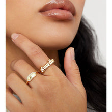 The Pave' Slim Signet Ring | Gold Vermeil