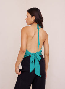 Tie Back Halter Top | Tropical Teal