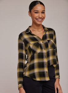 Two Pocket Button Down - Green & Black Plaid