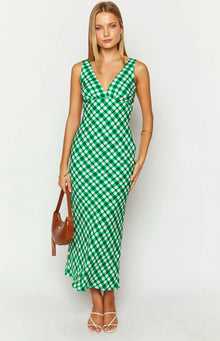 Verlaine Check Maxi Dress | Green