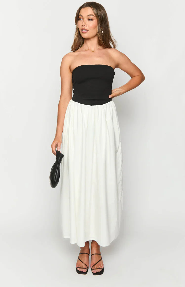 Wakerley Contrast Strapless Maxi Dress | Black