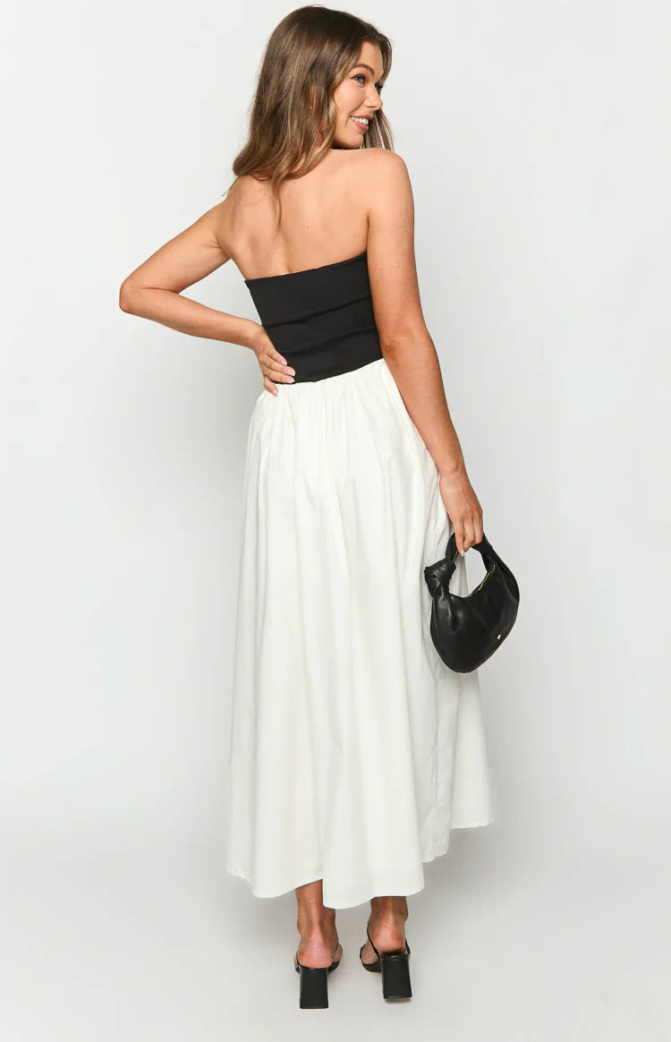 Wakerley Contrast Strapless Maxi Dress | Black