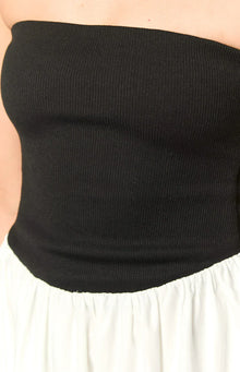 Wakerley Contrast Strapless Maxi Dress | Black