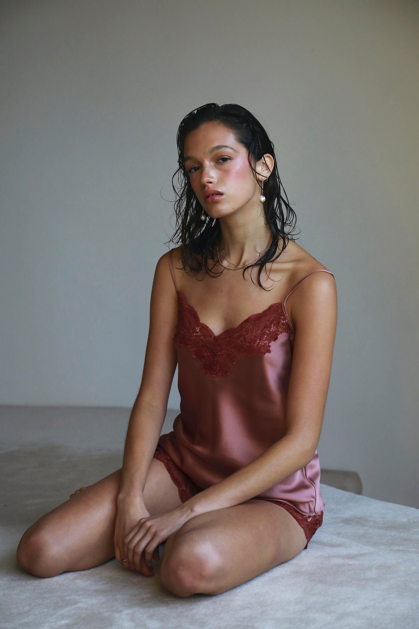 The Silk Lace Cami By GINIA In Mauve