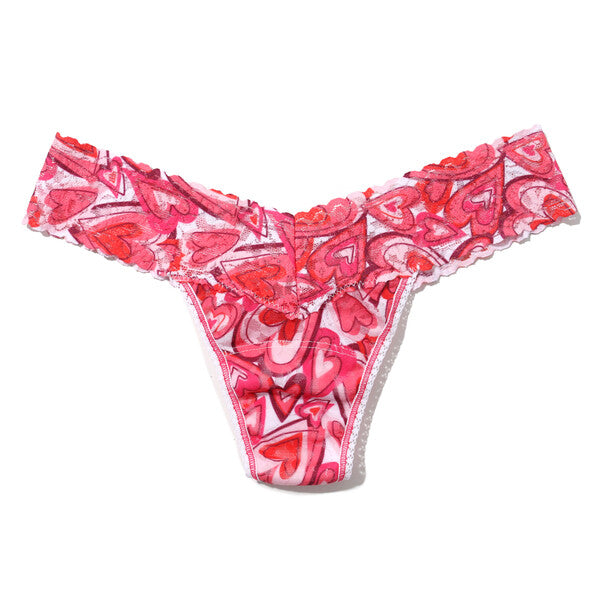 Signature Lace Low Rise Thong | Lots Of Love (Pink)