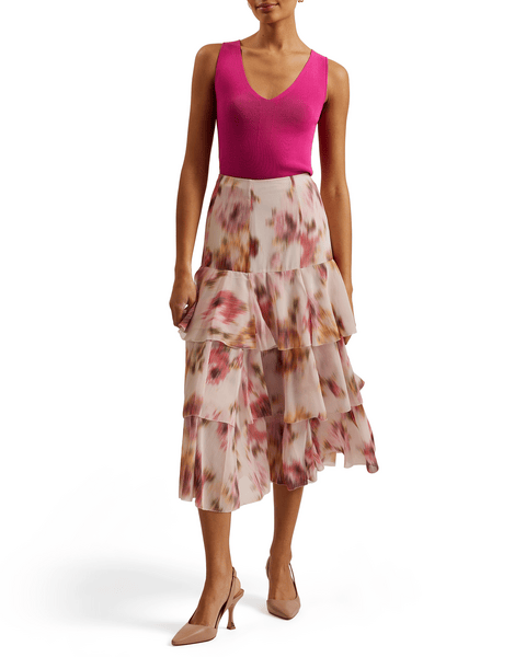 Women | V Neck Slim Fit Sleeveles | Bright Pink