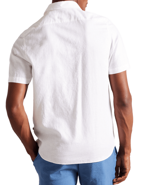 Men | Short Sleeve Linen Shirt | White Multi (V2)