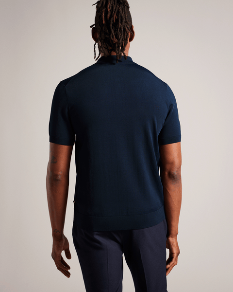 Men | Daldin Short Sleeve Rayon Zip Polo | Navy