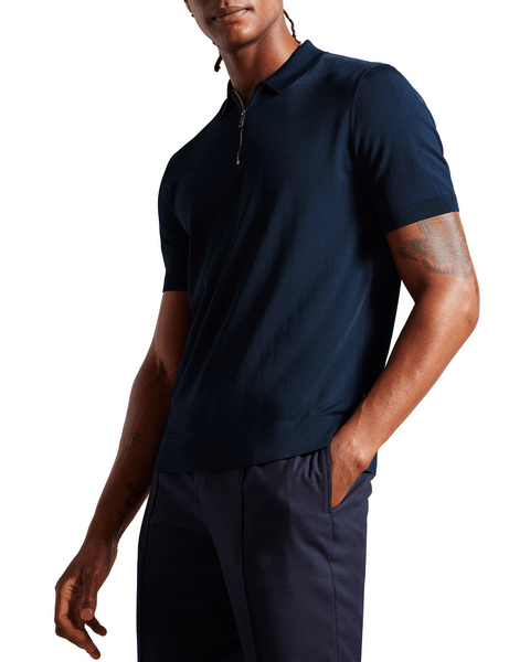 Men | Daldin Short Sleeve Rayon Zip Polo | Navy