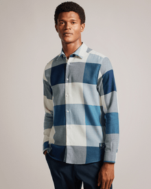 Men | Long Sleeve Large Scale Check Shir | Blue Red White