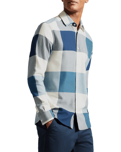 Men | Long Sleeve Large Scale Check Shir | Blue Red White
