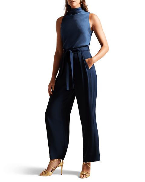 Women | Wide Leg Trouser | Navy Red White