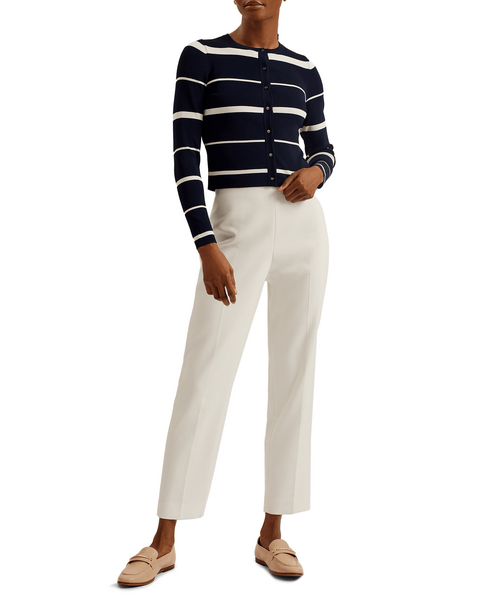 Women | Crew Neck Fitted Cardigan | Navy