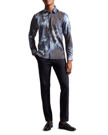 Men | Long Sleeve Abstract Painted Flora | Navy