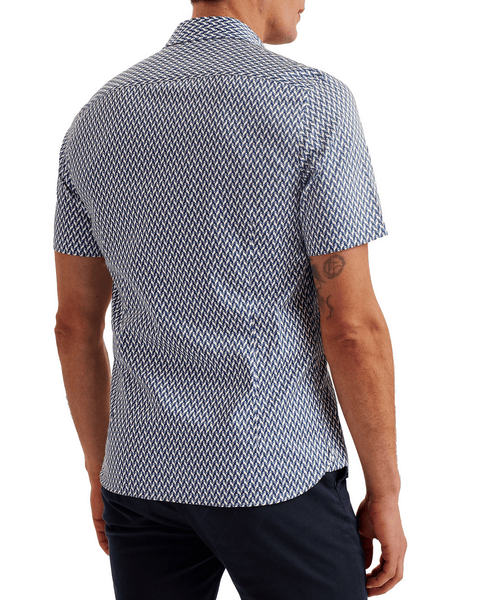 Men | Lacesho Short Sleeve Geo Printed Shirt | Navy